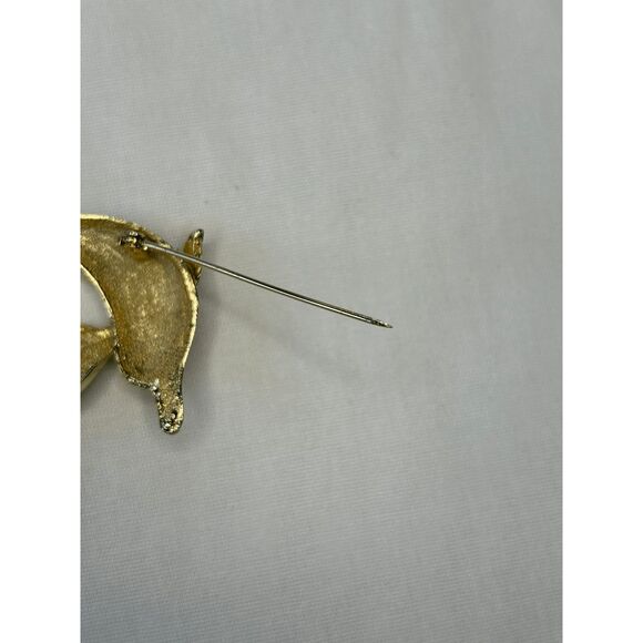 Pair of Dolphins Gold Toned Brooch/Pin Textured, Lightweight, Animals - Picture 2 of 5